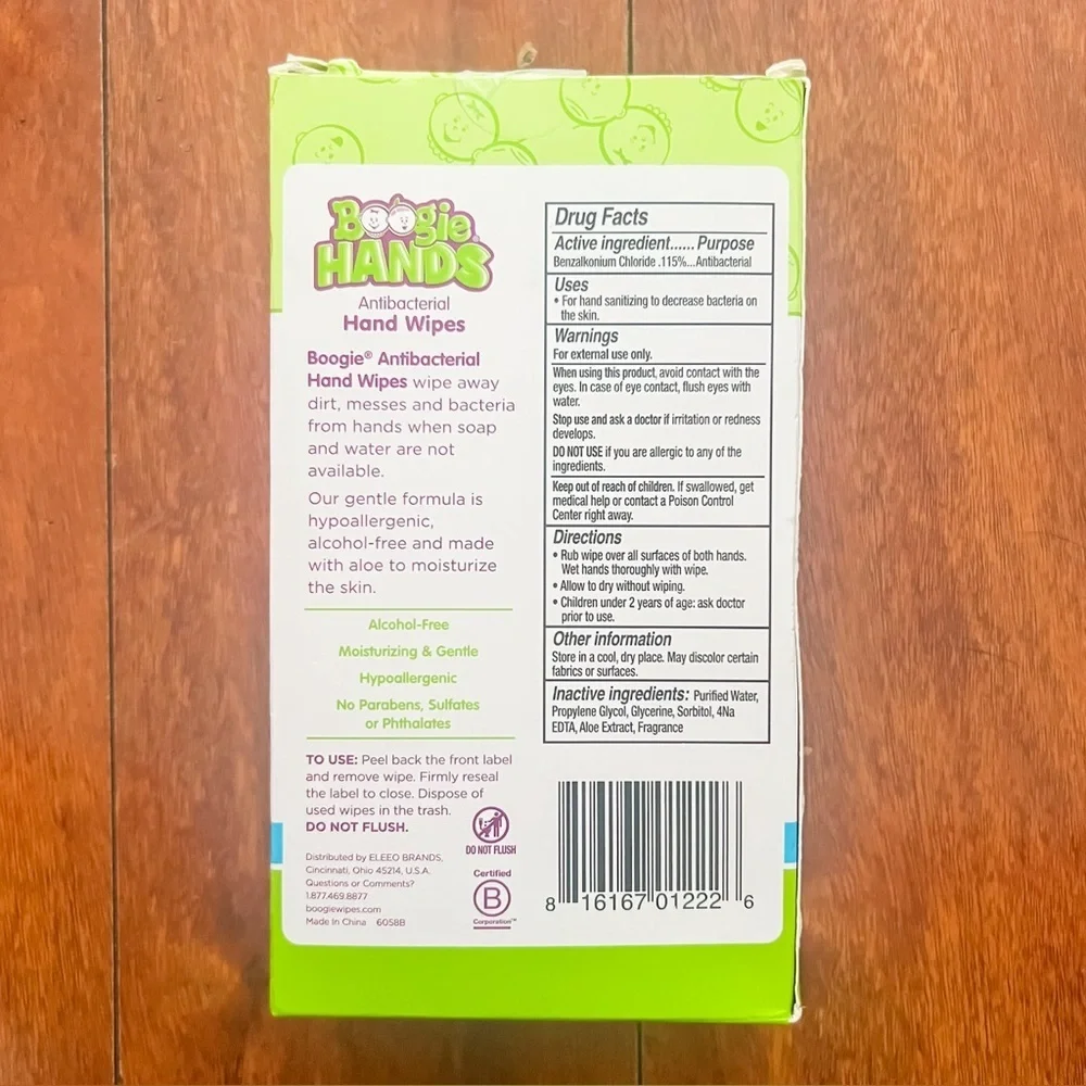 Boogie Antibacterial Hand Wipes, 3 Packs (20 Wipes Each)